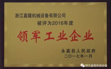 热烈祝贺浙江嘉隆荣获2016年度“工业龙头企业”和“明星企业”